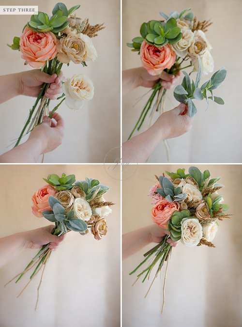 Tự bó hoa cầm tay đám cưới bằng hoa giả(1)