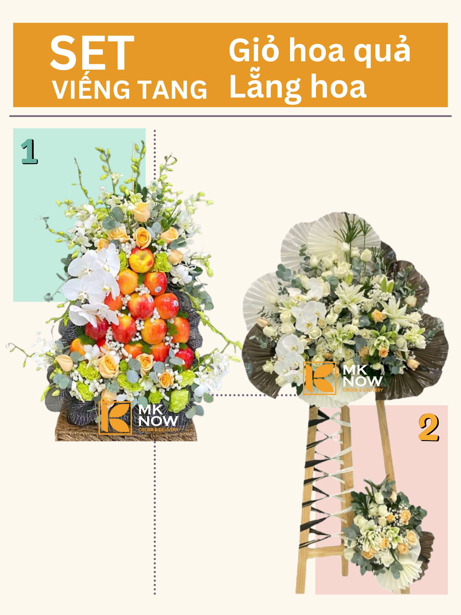 Set Lẵng hoa viếng tang & Giỏ trái cây viếng tang - LDNK265