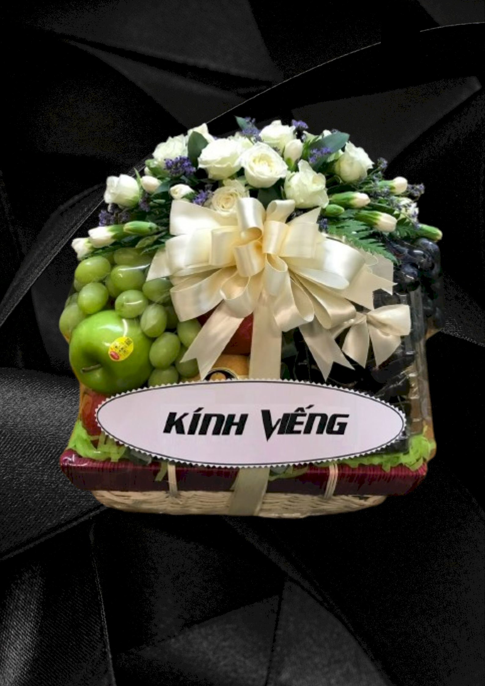 Giỏ hoa tươi trái cây kính viếng - HTNK02