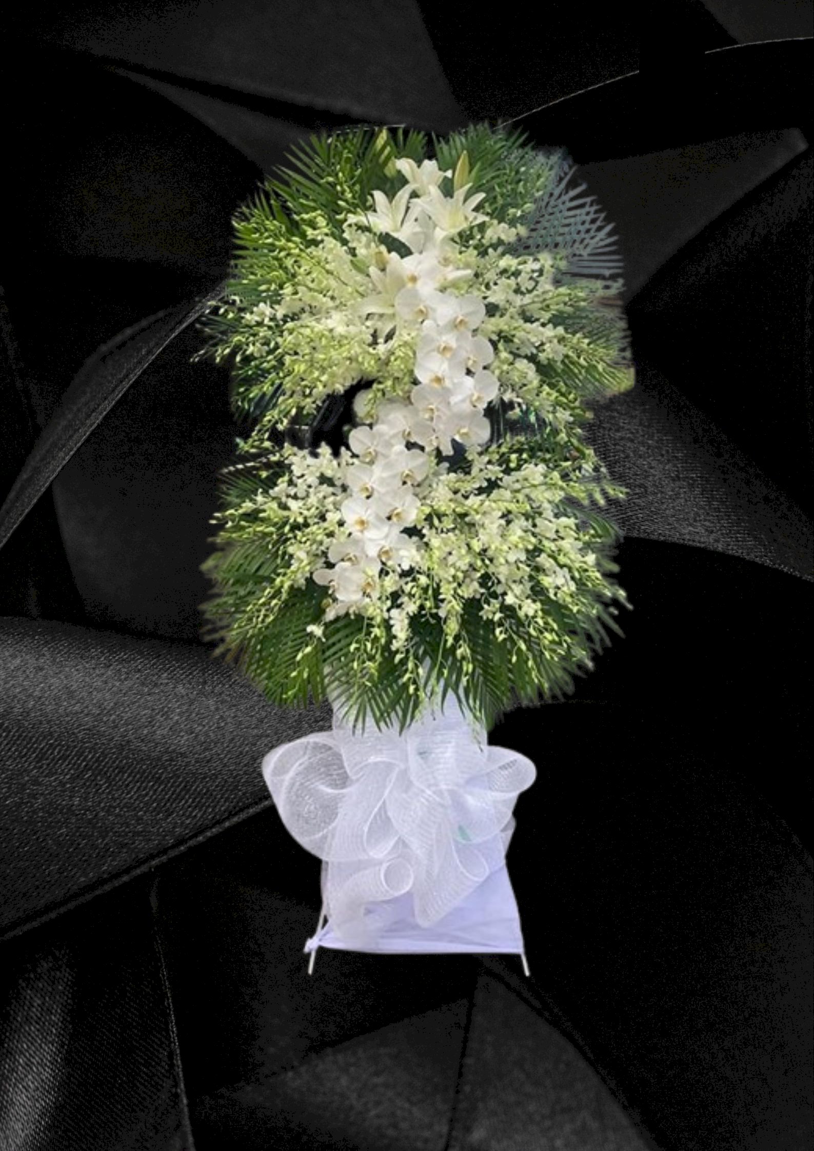 Kệ hoa chia buồn hoa lan trắng đám tang - LDNK212