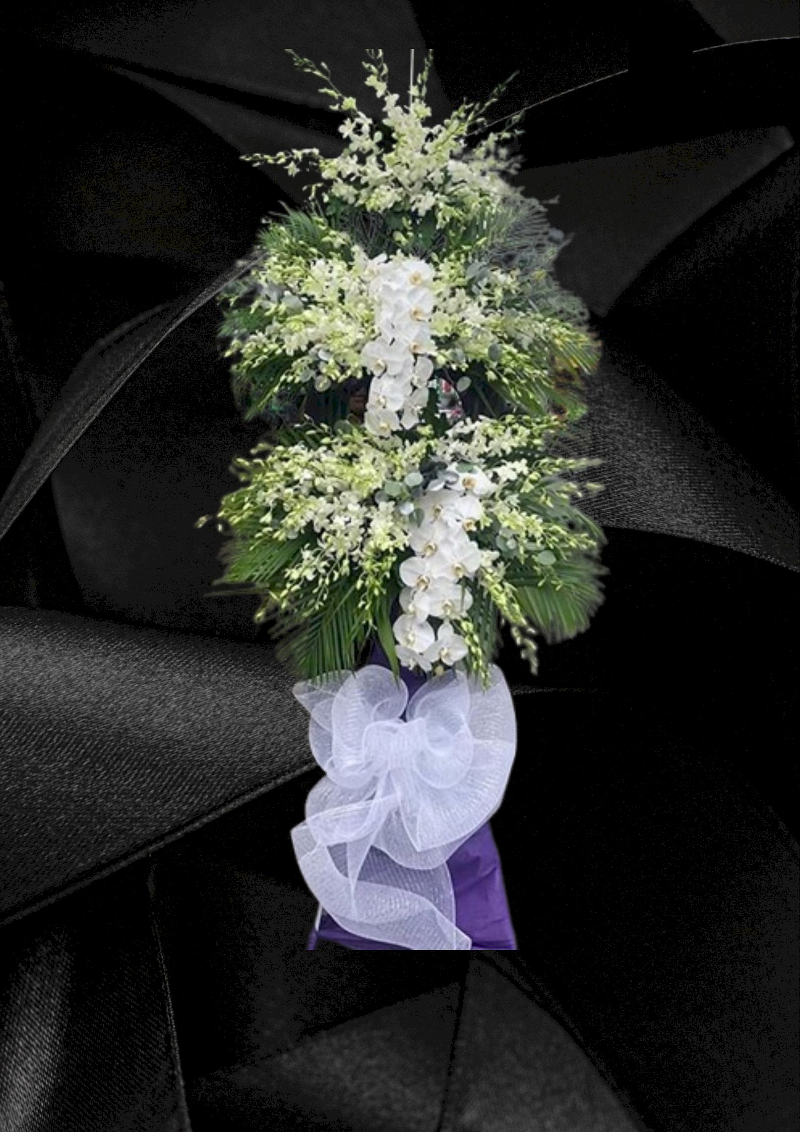 Kệ hoa đám tang hoa lan trắng - LDNK206