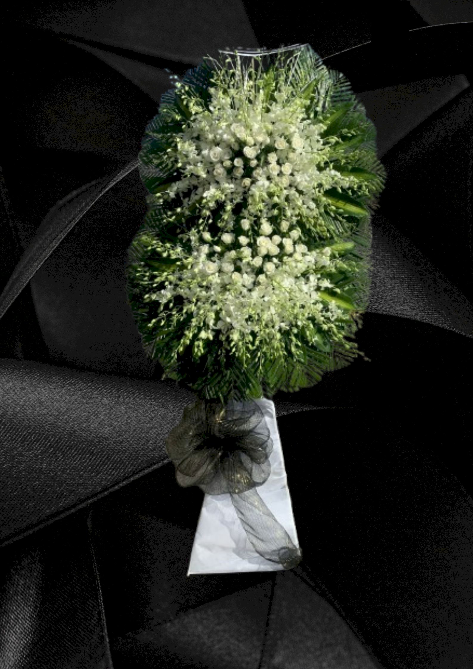 Lẵng hoa kính viếng 2 tầng tiễn biệt - LDNK65