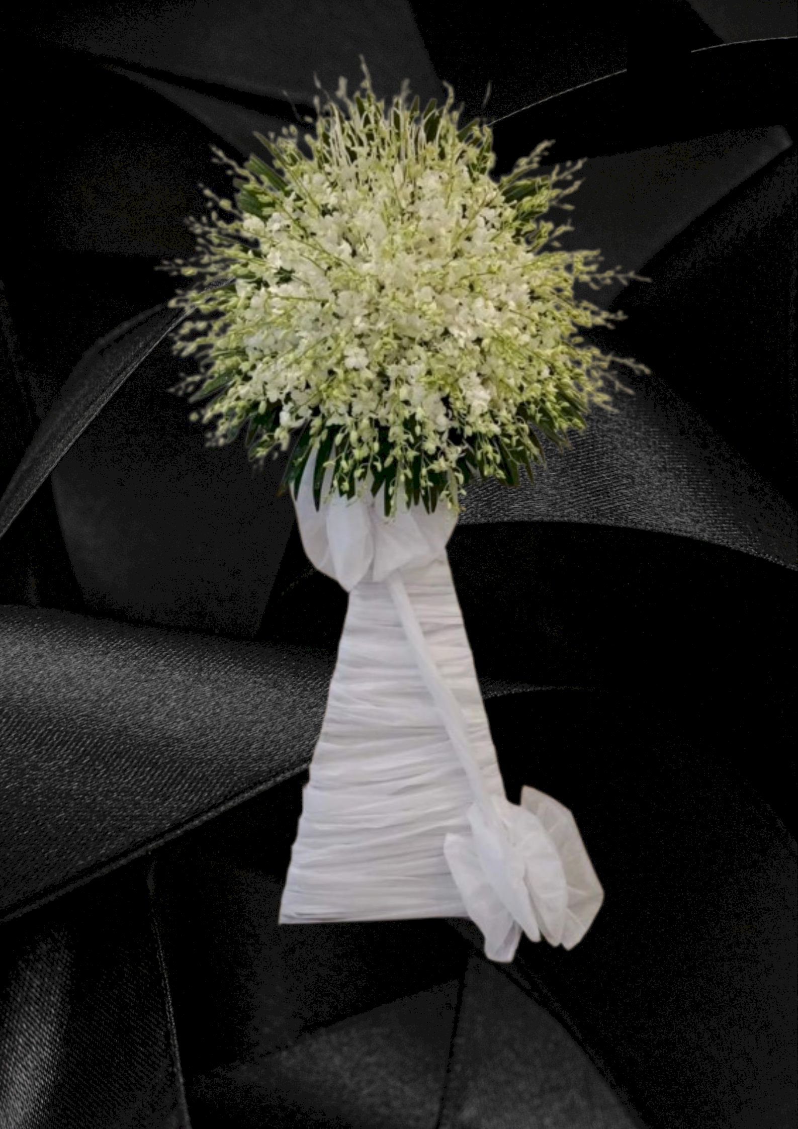 Lẵng hoa viếng tang lễ hoa lan trắng - LDNK40