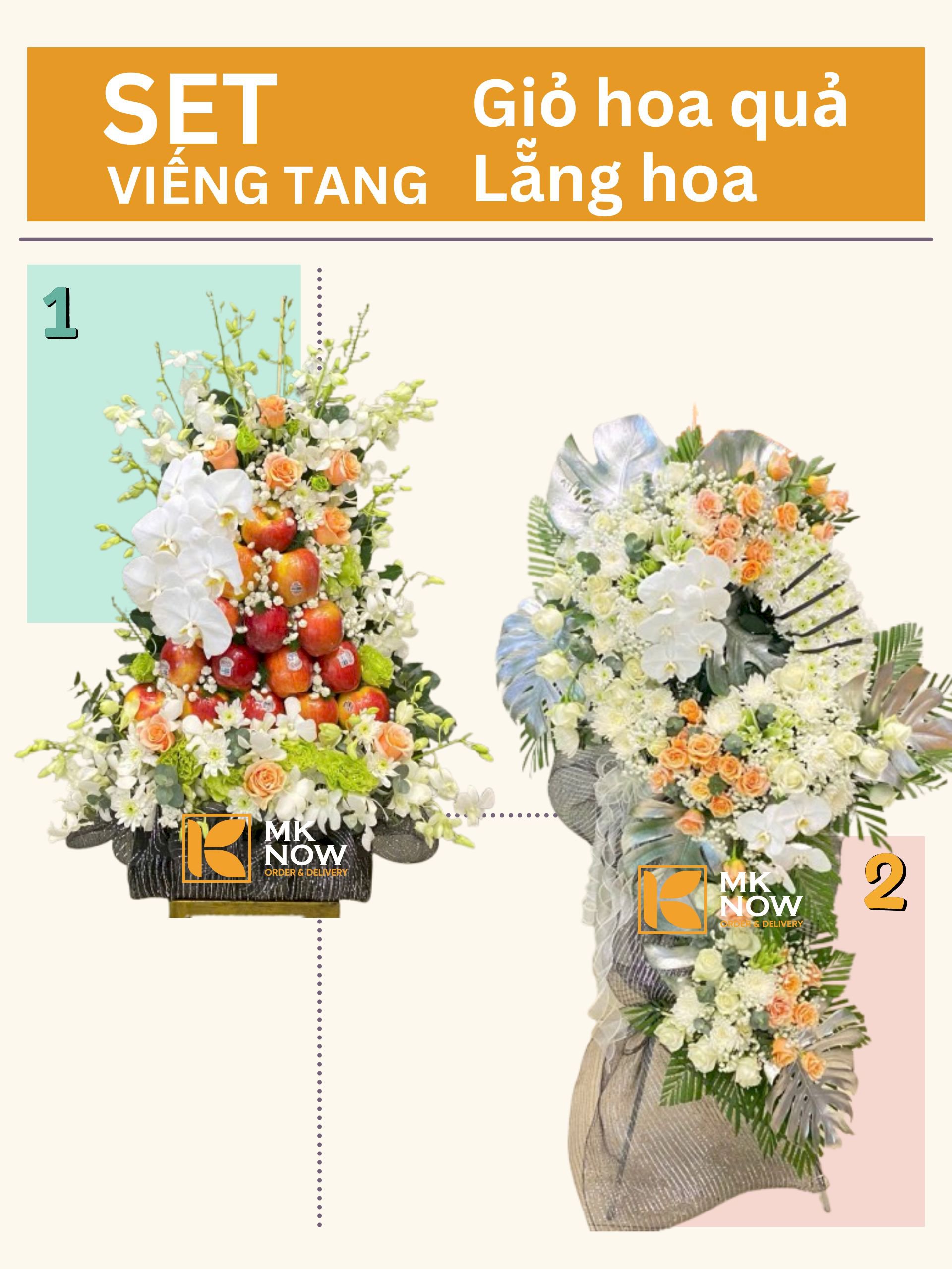 Set Lẵng hoa đám tang & Giỏ trái cây đám tang - LDNK266