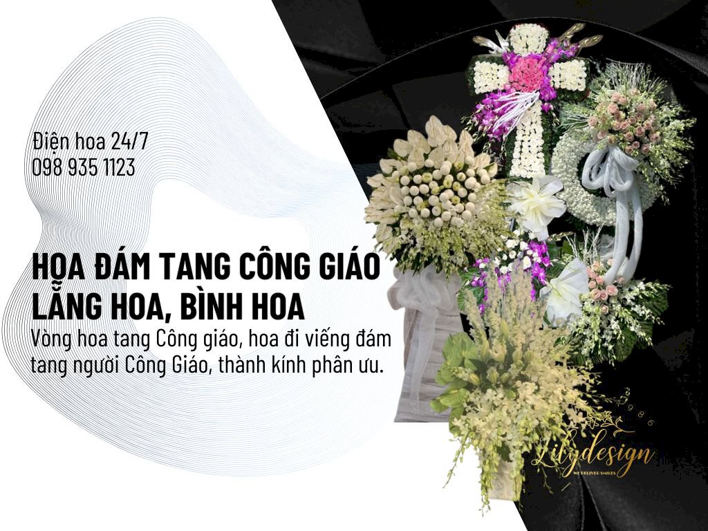 Vòng hoa đám tang Công Giáo TPHCM - Điện hoa Lilydesign giao nhanh tận nơi