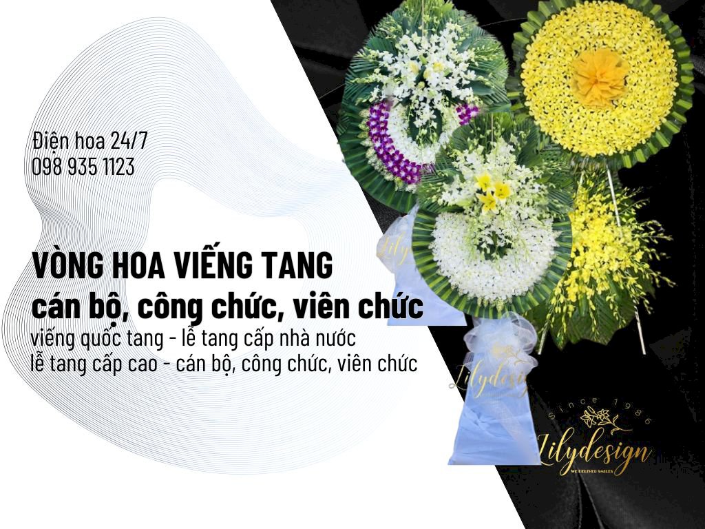 Vòng hoa viếng đám tang cán bộ, công chức, viên chức - Điện hoa Lilydesign 