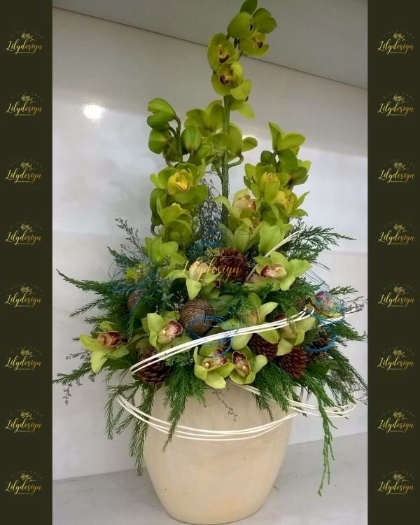 Bình hoa địa lan xanh cao cấp - LDNK243