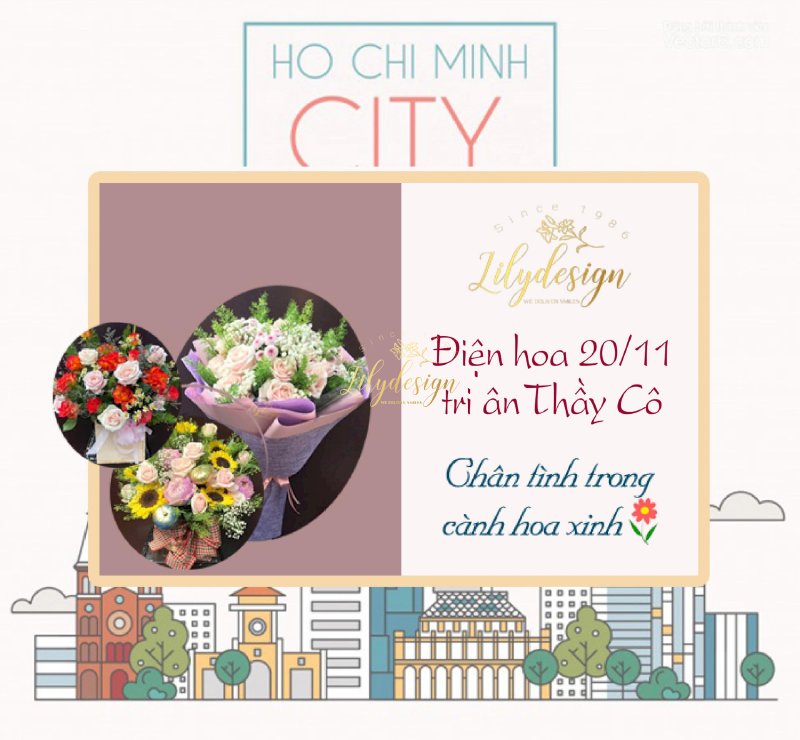 Điện hoa tặng thầy cô 20/11 tại TPHCM từ Lilydesign