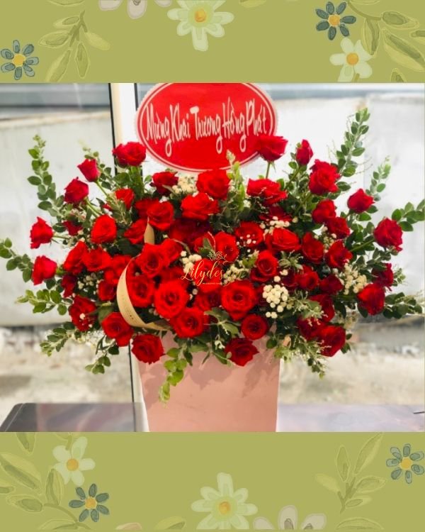 Giỏ hoa hồng đỏ đẹp tặng khai trương - LDNK258
